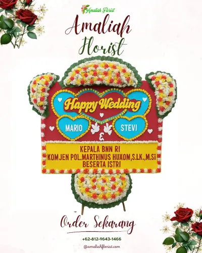 Karangan Papan Bunga Pernikahan di Margawangi